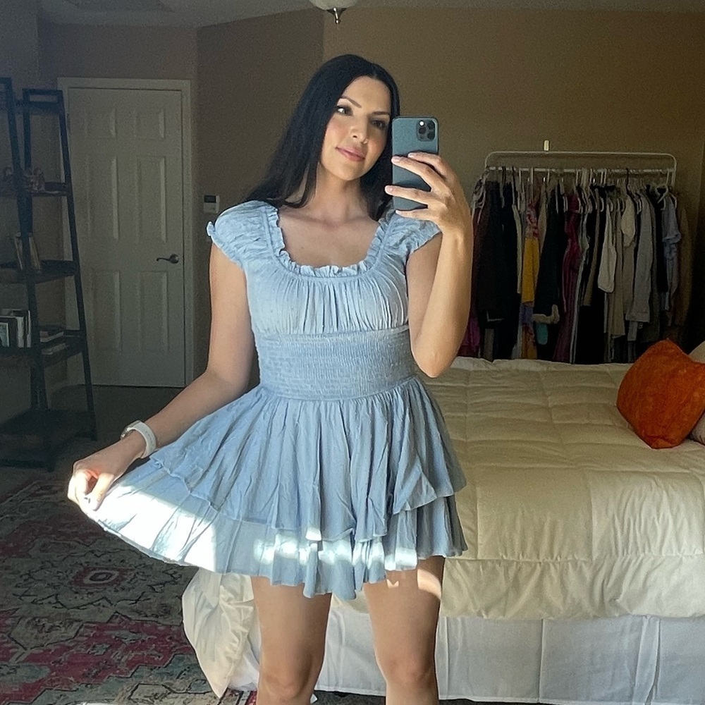 Princess Polly The Love Galore Powder Blue Romper Dress